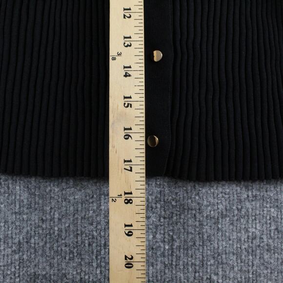 Solid Striped Sweater Womens XL The Fleur Cardigan Black Ribbed Minimalist Chic - Picture 7 of 10